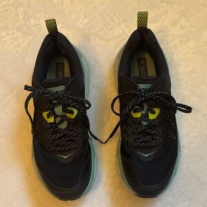 Hoka Navy Blue  and Neon Yellow details Women's Sneakers For Road and Trail